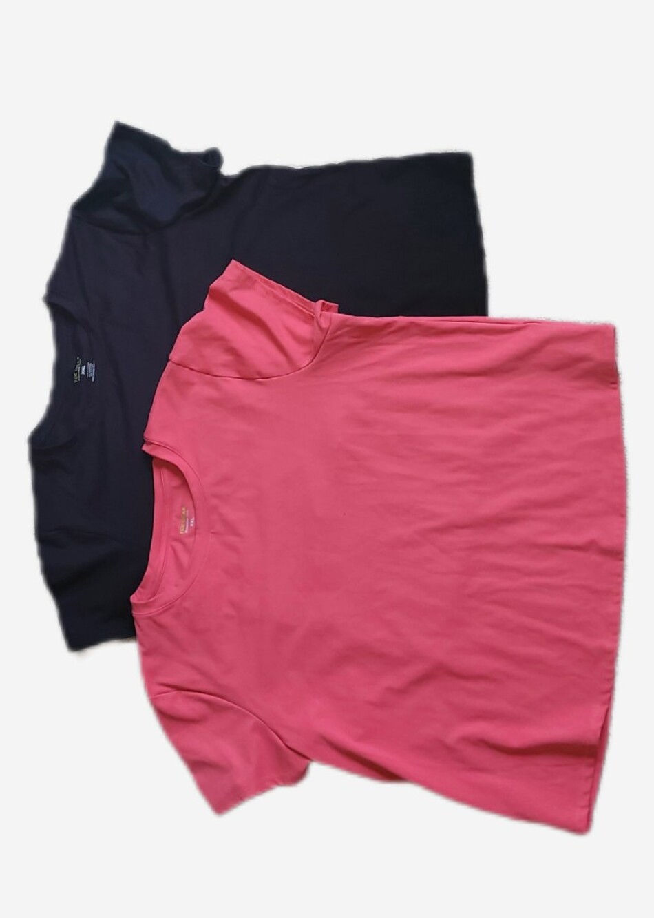Tek Gear Essential Soft XXL Coral Pink & Black Short Sleeve Crewneck Tops, 2pc